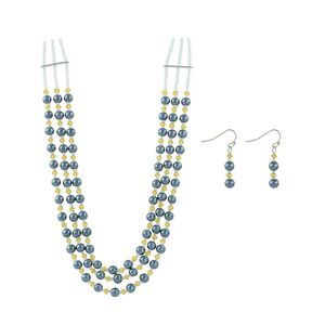 The Skyline Collection Tahitian Layered Beaded Necklace and Earring Set